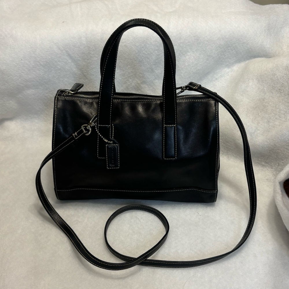 COACH Vintage Hamptons Classic Black Leather Purse Pre-loved - Picture 6 of 16